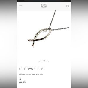 Sterling Silver Laurel Elliott NY Ichthy’s Fish 18” Chain Necklace and Pendant